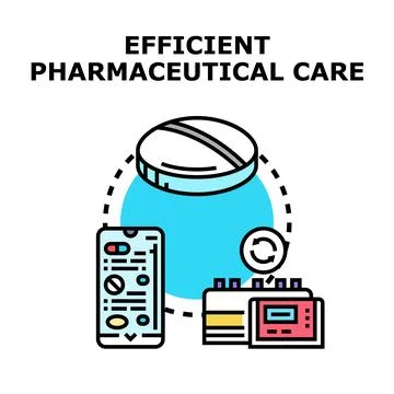 Efficient pharmaceutical care system using digital health technology Stock Illustration