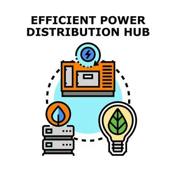 Efficient power distribution hub creating green energy solutions Stock Illustration