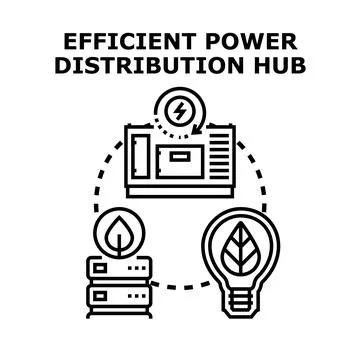 Efficient power distribution hub creating green energy solutions Stock Illustration