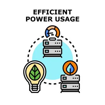 Efficient power usage concept for sustainable data centers Stock Illustration