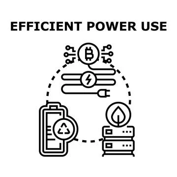Efficient power use balancing crypto mining sustainability Stock Illustration
