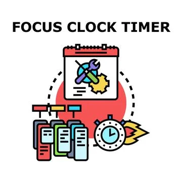 Efficient productivity management using focus clock timer concept Stock Illustration