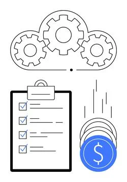 Efficient Project Management and Financial Planning with Cloud Integration .. Stock Illustration