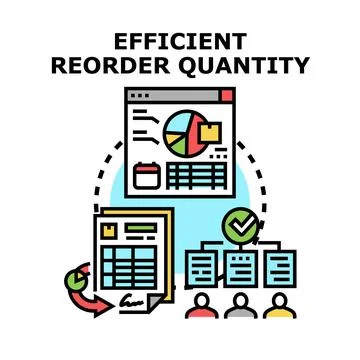 Efficient reorder quantity management process concept 库存插图