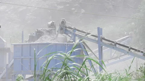 Efficient Rock Crushing Machine in Action - Optimized for Performance Stock Footage 314445301