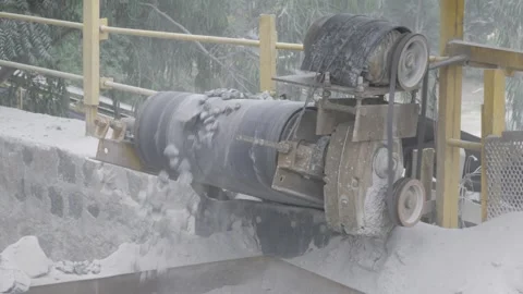 Efficient Rock Crushing - Optimized Industrial Machines in Action Stock Footage 314446772