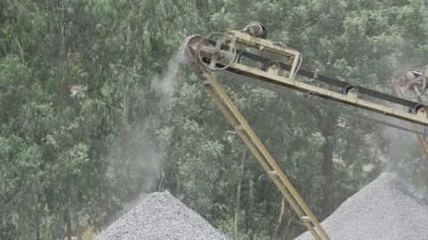 Efficient Rock Sorting Machine - A Close-up Look at the Mechanism Stock Footage 314462564