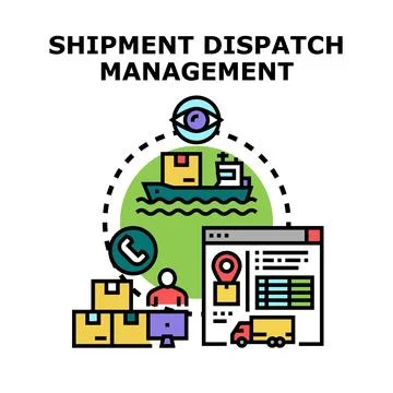 Efficient shipment dispatch management tracking process concept Stock Illustration