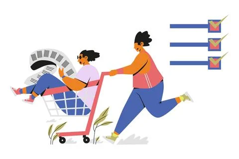 Efficient Shopping List Illustration Stock Illustration