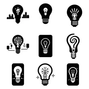 Efficient Smart Lighting Vector Set  Transform Spaces with Modern Illuminat.. Illustrazione stock