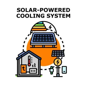 Efficient solar powered cooling system illustration Ilustración de archivo