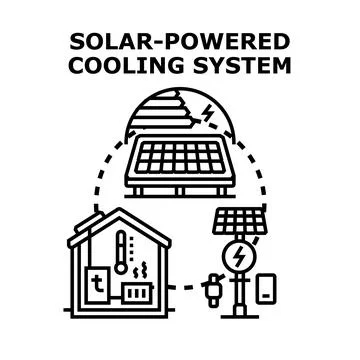 Efficient solar powered cooling system illustration Ilustración de archivo