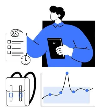 Efficient Study Habits and Time Management for Success in Educational Pursuit Stock Illustration