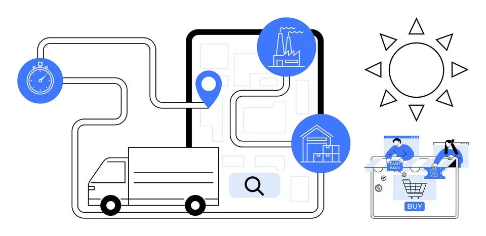 Efficient Supply Chain Management with Real-Time Tracking and Online Shoppi.. イラスト素材
