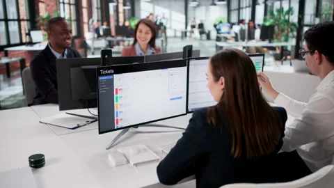 Efficient Support Service Ticket Computer Software Stock Footage 328710576