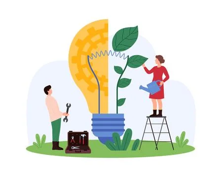 Efficient sustainable solution, digital technology for tech innovation of tiny Stock Illustration