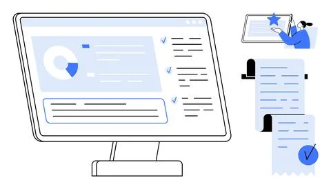 Efficient Task Management and Data Analytics on Digital Platform Stock Illustration