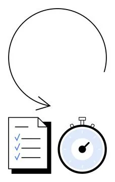 Efficient Task Management Checklist and Stopwatch for Time Tracking and Pro.. Stock Illustration