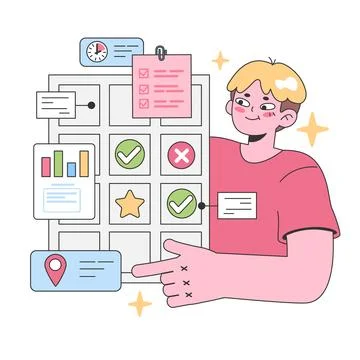 Efficient task management concept. Flat vector illustration Stock Illustration