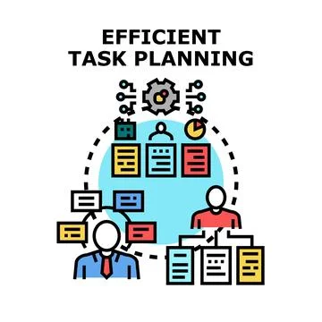 Efficient task planning process managing business tasks 库存插图