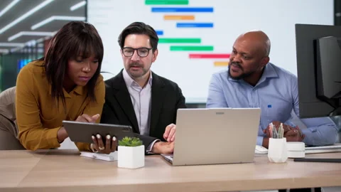 Efficient Team Doing Project Management With Kanban Software Stock Footage 331153435