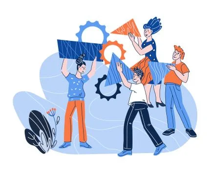 Efficient teamwork organization and comfortable partnership vector illustrati Stock Illustration