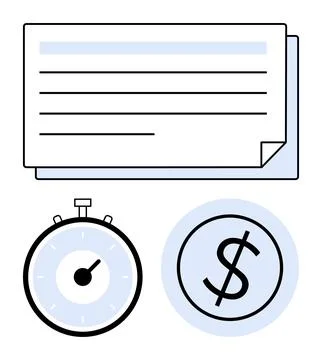 Efficient Time Management and Financial Planning with Check and Timer Icons Illustrazione stock