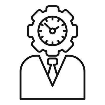 Efficient time management concept icon with clock. Gear イラスト素材