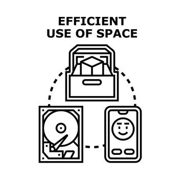 Efficient use of digital space and data storage concept イラスト素材