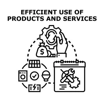 Efficient use of products and services concept Stock Illustration