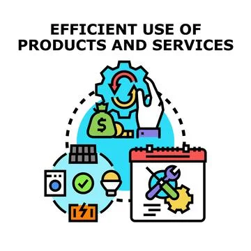 Efficient use of products and services concept Stock Illustration