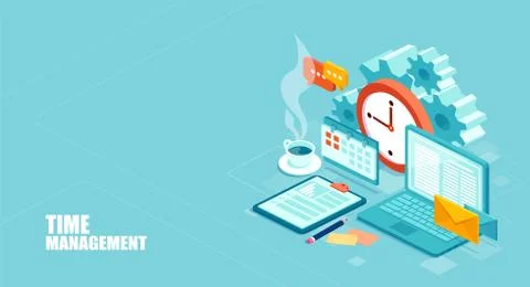 Efficient use of worktime for implementation of the business plan. Vector of  Stock Illustration