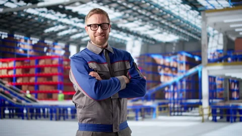 Efficient Warehouse Manager Smiling Stock Footage 328403885