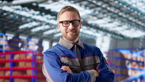 Efficient Warehouse Manager Smiling Stock Footage 329295852