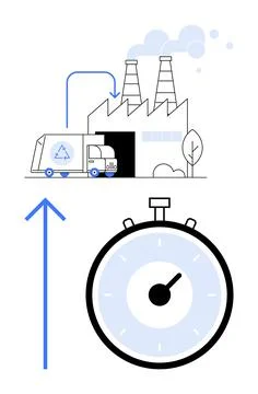 Efficient Waste Management Through Timely Recycling Processes and Factory O.. Stock Illustration