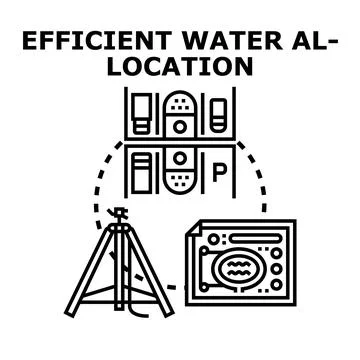 Efficient water allocation concept with management icons Ilustración de archivo