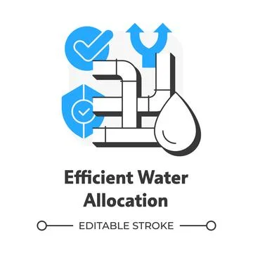 Efficient water allocation flat outline concept icon Illustrazione stock
