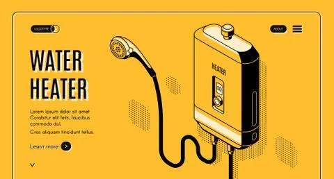 Efficient water heater isometric website Stock Illustration