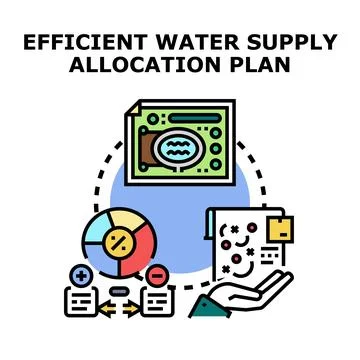 Efficient water supply allocation planning concept Stock Illustration
