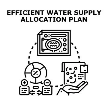 Efficient water supply allocation planning concept Stock Illustration