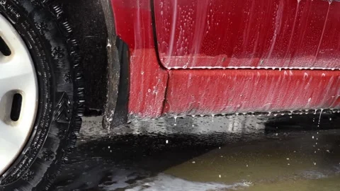 Efficient waterless car wash for electric vehicles in an eco-friendly setting 스톡 동영상 301866993
