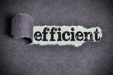 Efficient word under torn black sugar paper Foto stock