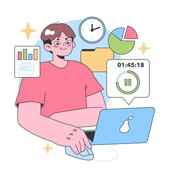 Efficient work concept. Flat vector illustration イラスト素材