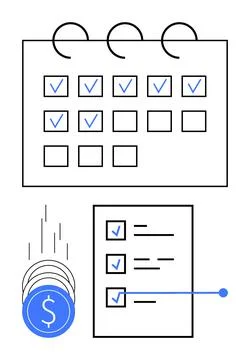 Efficient Work Management with Calendar and Task List for Financial Planning Illustrazione stock