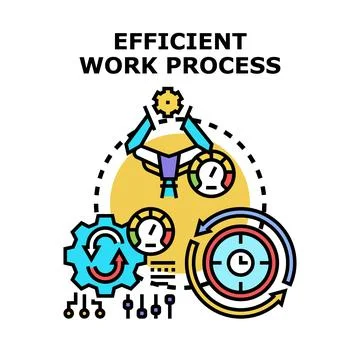 Efficient work process optimizing business technology operations Stock Illustration