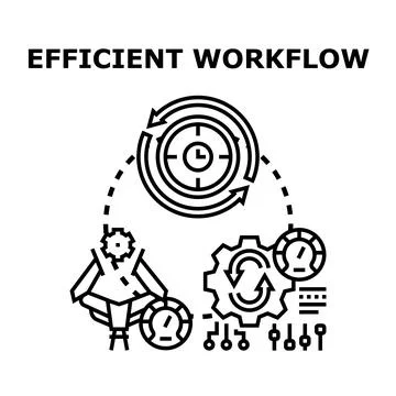 Efficient workflow concept with time, process, and performance management Illustrazione stock