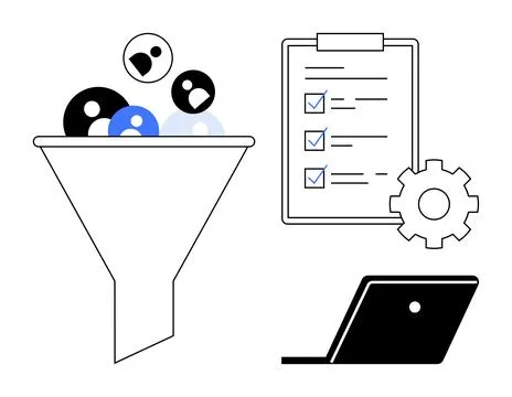 Efficient Workflow with Funnel Filtering, Task Management, and Optimization.. イラスト素材