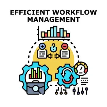 Efficient workflow management controlling business process optimization Stockillustratie