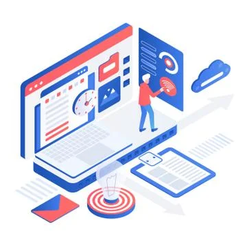 Efficient workspace isometric vector illustration イラスト素材