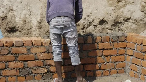 Efficiently Crafting Brick Walls - A Master Builder's Work in Progress Stock Footage 314466882